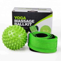 Workout Mult Grip Stretching Yoga Strap with Spiky Massage Ball Set